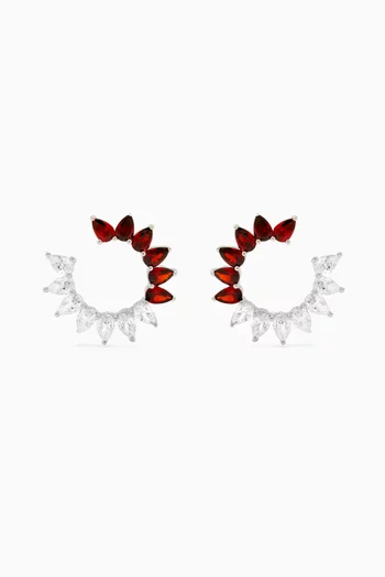 CZ Swirl Earrings in Rodium-plated Brass