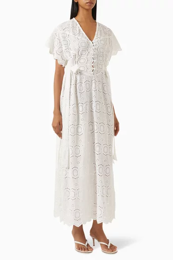 Monica Embroidered Dress in Cotton