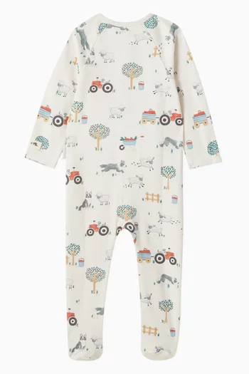 Printed Zip-up Sleepsuit in Organic Cotton