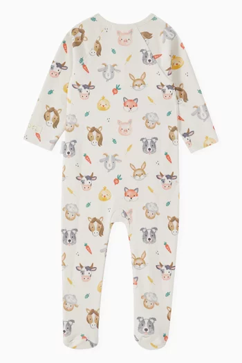 Printed Zip-up Sleepsuit in Organic Cotton