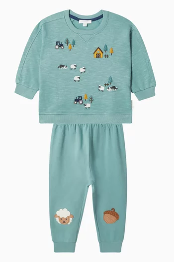 Farm Appliqué Leggings in Organic Cotton Fleece
