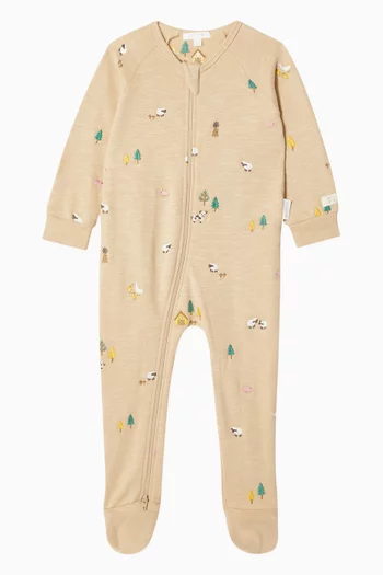 Embroidered Sleepsuit in Organic Cotton