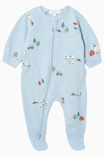 Embroidered Sleepsuit in Organic Cotton