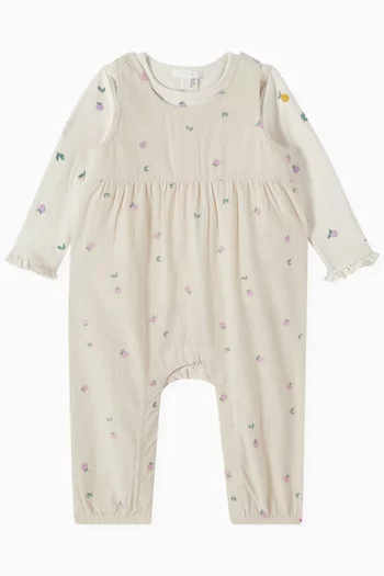 Embroidered Romper in Corduroy