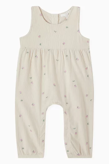Embroidered Romper in Corduroy