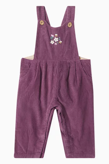 Embroidered Overalls in Corduroy