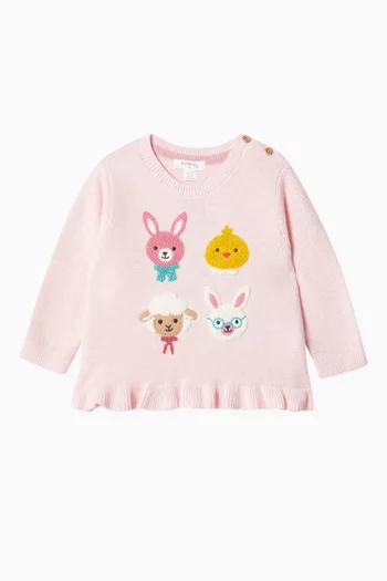 Bunny Friends Sweater in Organic Cotton & Wool