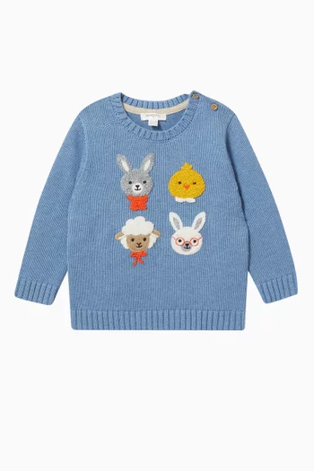Bunny Friends Sweater in Organic Cotton & Wool