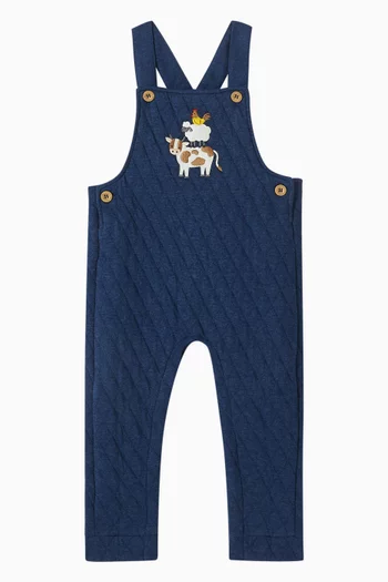 Farm Appliqué Quilted Overalls in Fleece