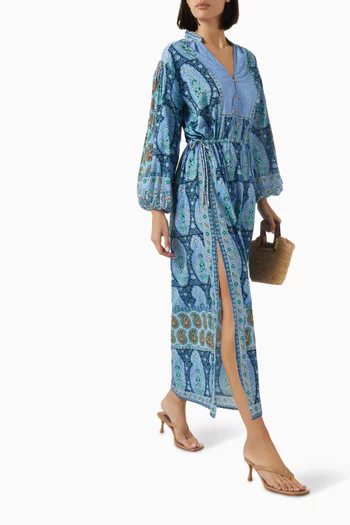 Onda Maxi Smock Dress in Cotton-blend