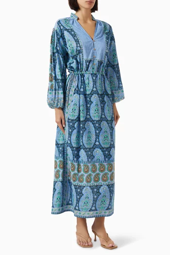 Onda Maxi Smock Dress in Cotton-blend