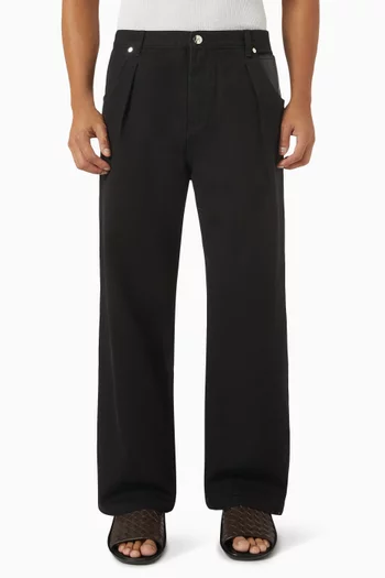 Relaxed-fit Pleated Jeans in Cotton-gabardine