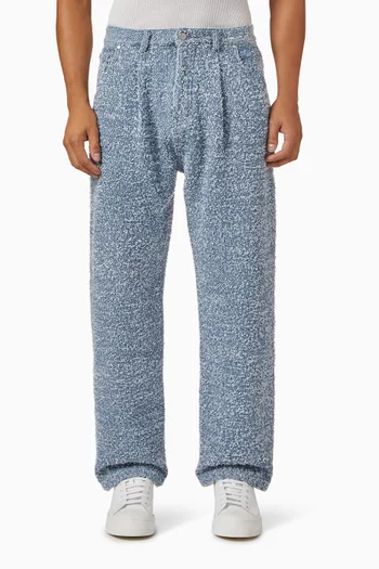 Arnault Pleated Pants in Bouclé Denim
