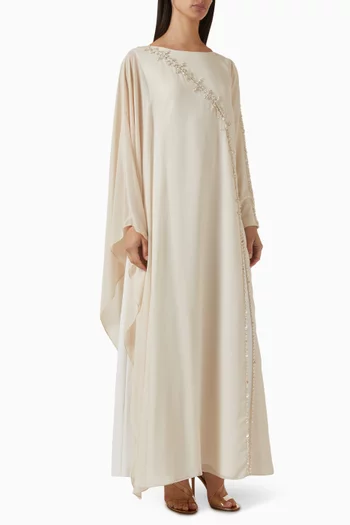 Bead-embellished Drape Dress in Chiffon