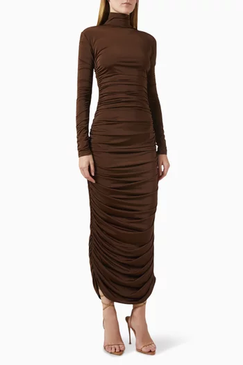 Turtleneck Maxi Dress in Stretch-jersey