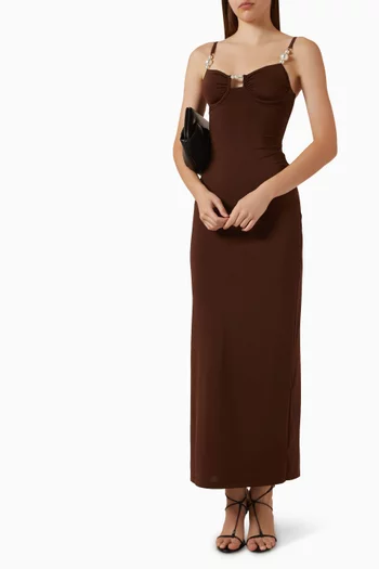 Faux-pearl Embellished Underwired Maxi Dress