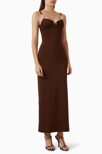 Faux-pearl Embellished Underwired Maxi Dress