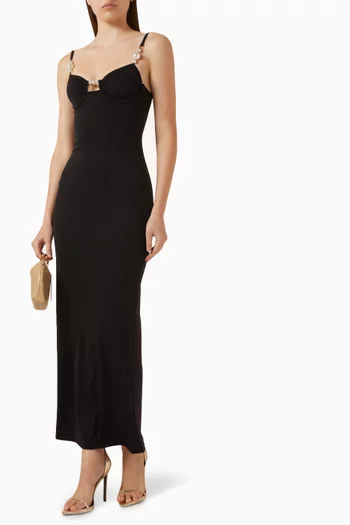 Faux-pearl Embellished Underwired Maxi Dress