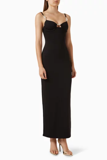 Faux-pearl Embellished Underwired Maxi Dress