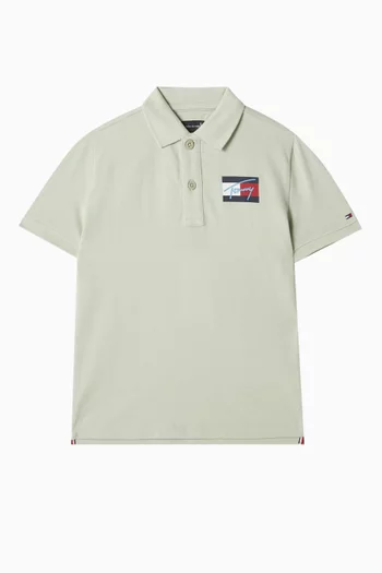Script Flag Polo Shirt in Cotton-piqué