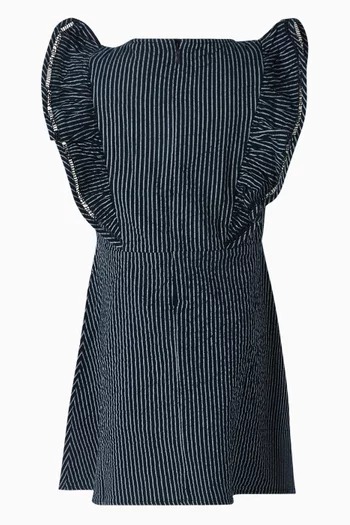 Ruffle Fit & Flare Dress in Seersucker
