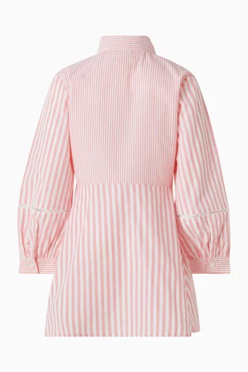 Mixed Stripe Shirt Dress in Cotton