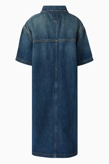 Logo Embroidered Mini Dress in Denim