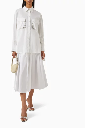 Embellished Asymmetrical Shirt in Cotton