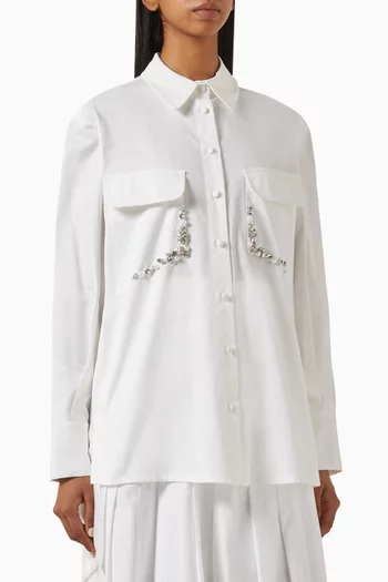 Embellished Asymmetrical Shirt in Cotton