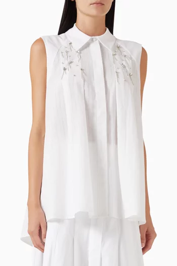 Embellsihed Shirt in Cotton & Linen