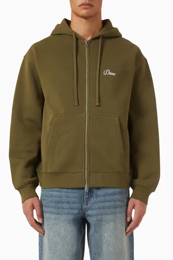 Cursive Zip Hoodie in Cotton-blend
