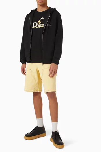 Cursive Zip Hoodie in Cotton-blend