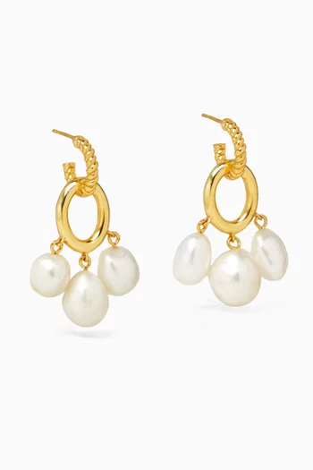 Twisted Pearl Mini Hoop Earrings in 18kt Gold-plated Metal
