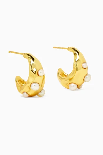 Chubby Pearl Hoops in 18kt Gold-plated Metal