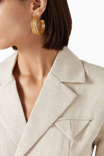 Multi Texture Hoops in 18kt Gold-plated Metal