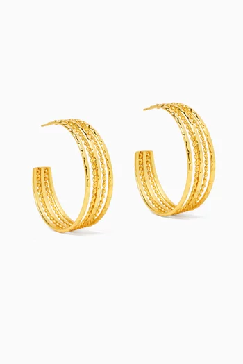 Multi Texture Hoops in 18kt Gold-plated Metal