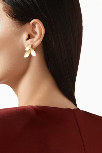 Leaf Studs in Handbrushed 18kt Gold-plated Metal