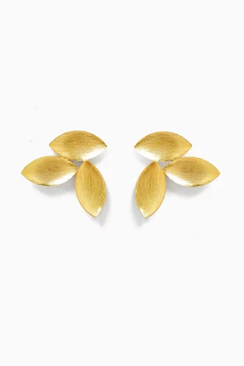 Leaf Studs in Handbrushed 18kt Gold-plated Metal