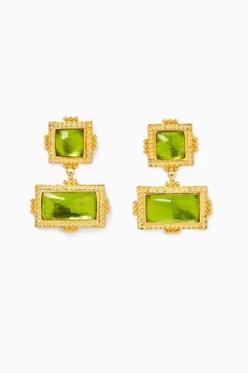 Multi Stone Statement Earrings in 18kt Gold-plated Metal