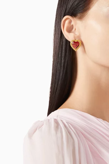 Heart Stud Earrings in 18kt Gold-plated Metal