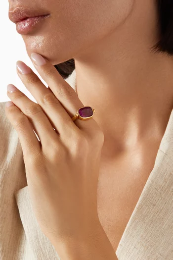 Reversible Heart Ring in 18kt Gold-plated Metal