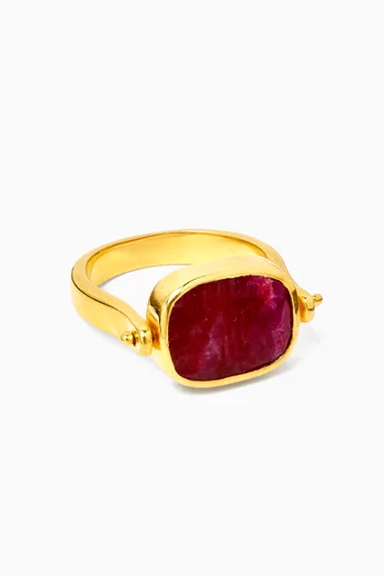 Reversible Heart Ring in 18kt Gold-plated Metal