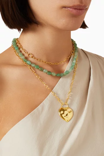 Heart Layered Necklace in 18kt Gold-plated Metal