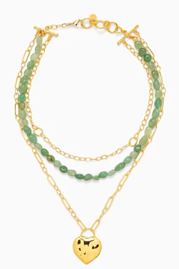Heart Layered Necklace in 18kt Gold-plated Metal