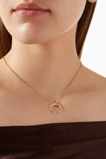 Colours Of Love Hilal Crescent Emerald & Diamond Pendant Necklace in 18kt Yellow Gold