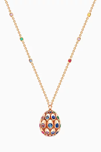 Cosmic Curve Rainbow Egg Pendant Necklace in 18kt Rose Gold