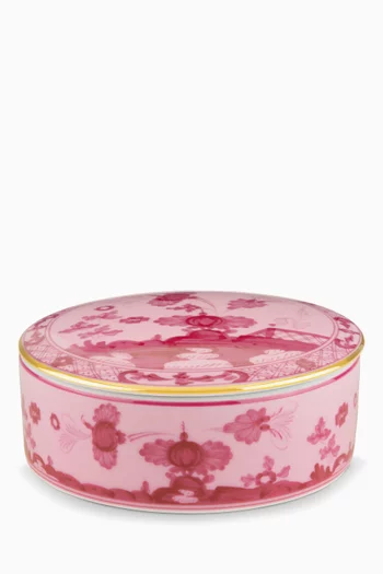 Oriente Italian Large Round Trinket Box in Porcelain