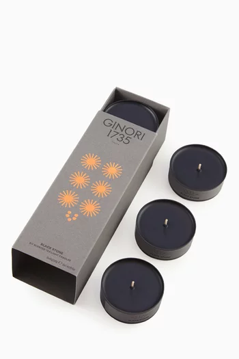 LCDC Black Stone Tealight Candles, Set of 6