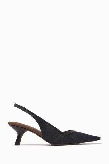 Monili-trim City Mules in Denim