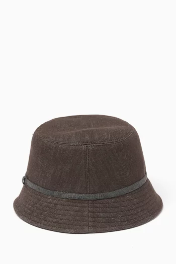 Embellished Bucket Hat in Cotton Twill